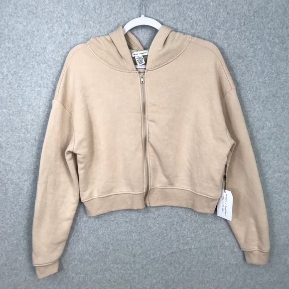 Better Together Tops - Better Together Zip Up Hoodie Womens Large Tan Crop Neutral Basic Sweatshirt